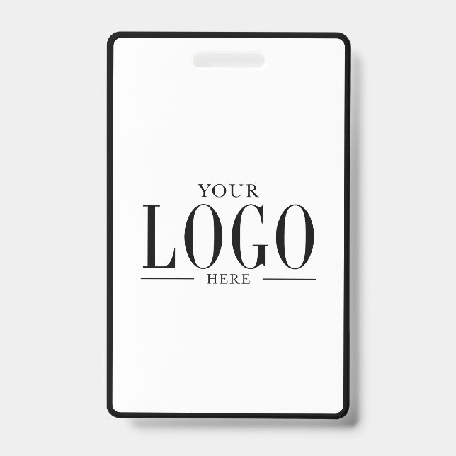 Black White Modern Business Logo Photo Salon Spa  ID Badge (Front)