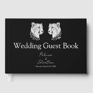 Black White Modern Cheetah Wedding Keepsake Love Guest Book