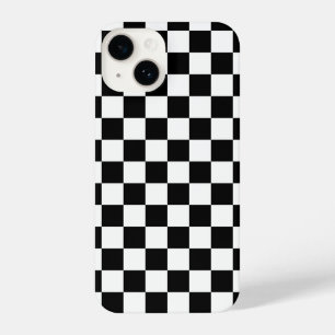 Black White Modern Chequered Chequerboard Pattern iPhone 14 Case