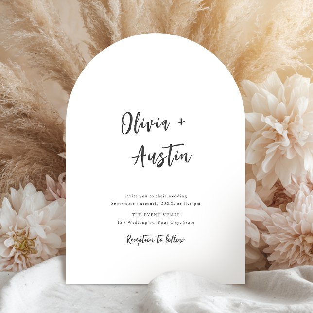 Black White Modern Chic Script Minimalist Wedding Invitation (Black White Modern Chic Script Minimalist Wedding Invitation)