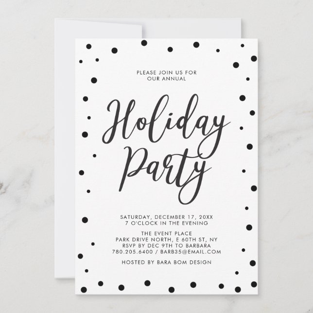 Black & White Modern Christmas Holiday Party Invitation (Front)