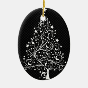 ***BLACK & WHITE MODERN CHRISTMAS TREE*** CERAMIC TREE DECORATION