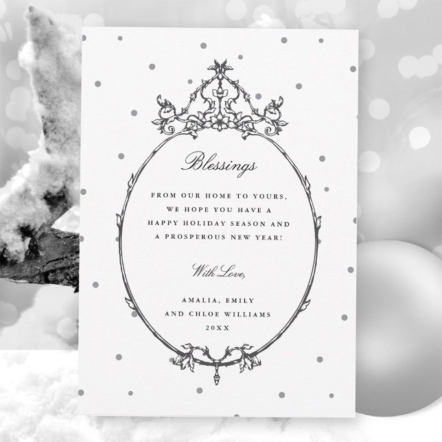Black & White Modern Classic Frame Photo Holiday Card (Creator Uploaded)