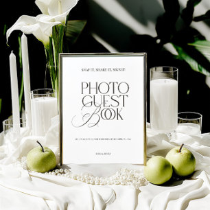 Black & White Modern Classic Photo Guest Book Sign
