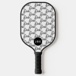 Black White Modern Custom Monogram Dink Pickleball Paddle