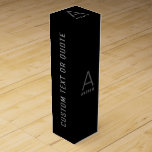 Black White Modern Custom Personalised Gift  Wine Box<br><div class="desc">Sleek & Modern Minimalist Simple Black Custom Monogram Initial and Name Personalised Black and White Wine Gift Box perfect for giving a special gift to your minimal aesthetic loving friend or family member, boyfriend, girlfriend, coworker, coach or boss. Add your own initial letter and text, wording or phrase to create...</div>