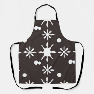 Black White Modern Daisy Pattern Apron