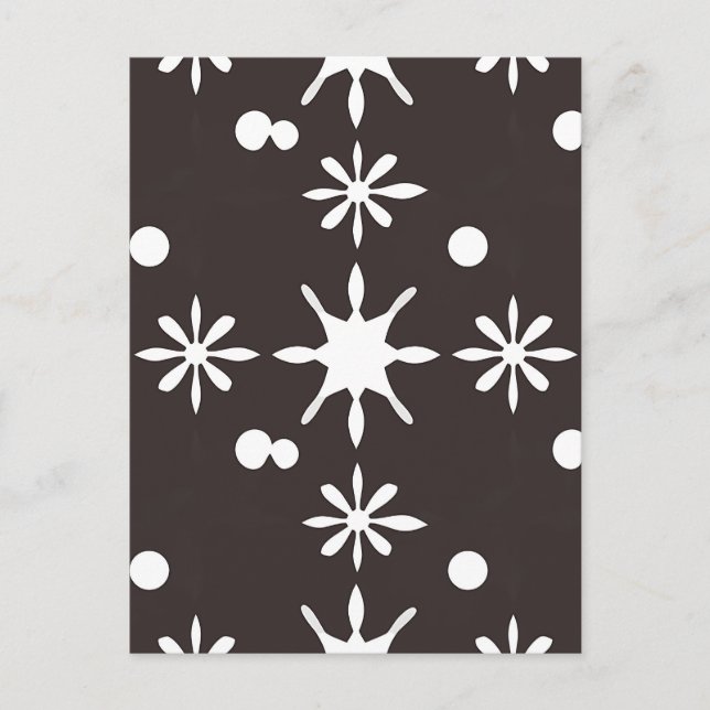 Black White Modern Daisy Pattern Postcard (Front)