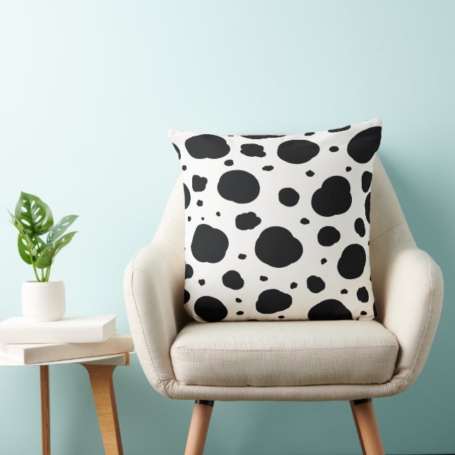 black white modern dalmatian spots animal pattern cushion (Chair)