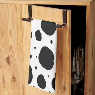 black white modern dalmatian spots animal pattern tea towel
