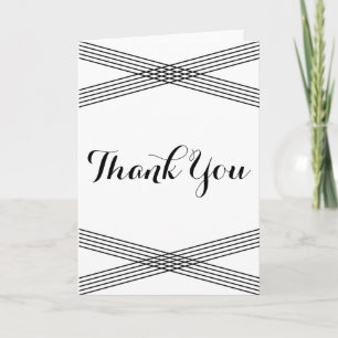 Black White Modern Deco Thank You Card