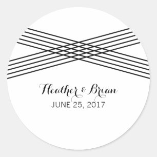 Black White Modern Deco Wedding Stickers