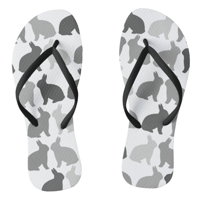 Black White Modern Easter Bunny Rabbit Jandals (Footbed)