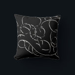 Black & White Modern Elegant Abstract Swirls Cushion<br><div class="desc">Modern throw pillow features an elegant abstract circular swirl composition in black and white. An artistic abstract design with an organic circular swirl design features black swirling accents with white shadows on a black background. The artistic design on both sides is a layered composition to offer depth and perspective with...</div>