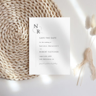 Black & White Modern Elegant Monogram Wedding Save The Date