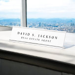 Black White Modern Elegant Professional Classy Desk Name Plate<br><div class="desc">Custom Luxury Executive Black and White Minimalist Business Name Plate with white lettered typography for the monogrammed add your own name and profession or job title. The Business Professional Name Plate can be customised with your name and job title. Please contact the designer for customised matching items.</div>