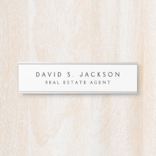 Black White Modern Elegant Professional Classy Door Sign