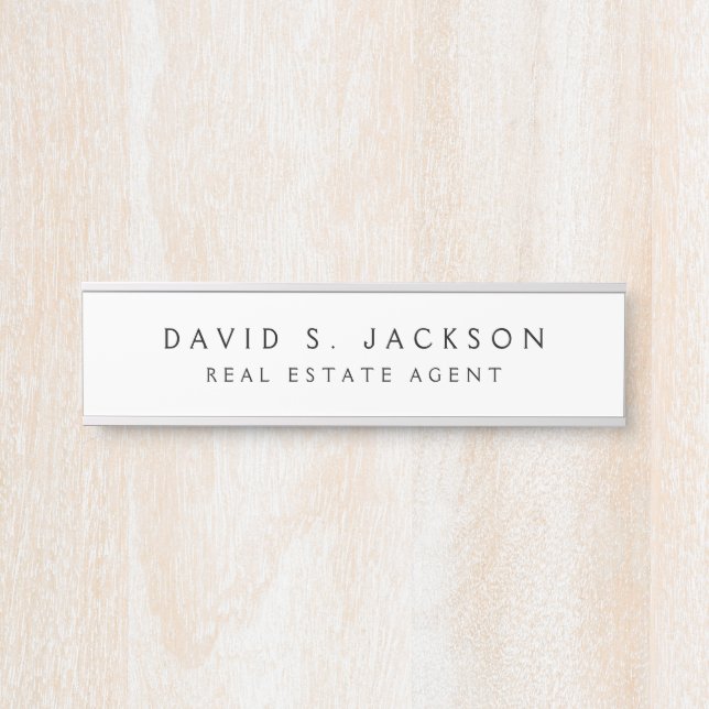 Black White Modern Elegant Professional Classy Door Sign (Front)