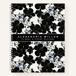 Black & White Modern Floral   Personalised Notebook