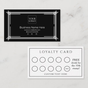 Black White Modern Formal Business Café Coffee Loyalty Card