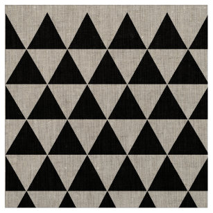 Black White Modern Geometric Rustic Decor Linen Fabric