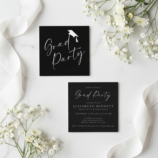 Black White Modern Graduation Party Enclosure Card (Creator Uploaded)