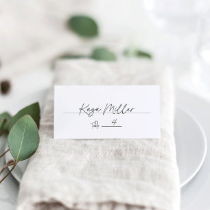 Black & White Modern Handwritten Script Wedding Place Card