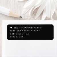 Black white Modern Heart Family Name Customizable