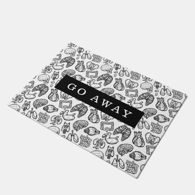Black & White Modern Human Anatomy Sketch Custom Doormat (Angled)