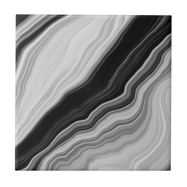 Black & White Modern Marble Texture Ceramic Tile (Front)