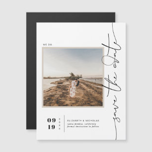 Black & White Modern Minimal Save the Date Photo Magnetic Invitation