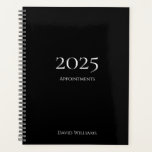 Black White Modern Minimalist Appointment  Planner<br><div class="desc">2024 Modern Black and White Appointment Planner with a simple design. With minimalist white typography lettering,  you can add your own information. A  professional organiser to keep you on track.</div>