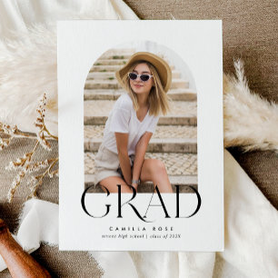 Black + White Modern Minimalist Arch Graduation Invitation