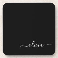 Black White Modern Minimalist Elegant Monogram