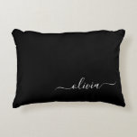Black White Modern Minimalist Elegant Monogram Decorative Cushion<br><div class="desc">Introducing our Black and White Minimalist Modern Monogram Collection: Embrace simplicity and sophistication with our minimalist designs, curated to elevate your style effortlessly. Crafted with a keen eye for modern aesthetics, this collection features sleek black and white designs accentuated by personalised monograms. From chic stationery to versatile accessories, our collection...</div>