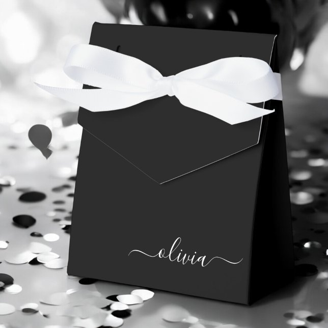 Black White Modern Minimalist Elegant Monogram Favour Box (Creator Uploaded)