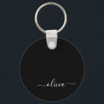 Black White Modern Minimalist Elegant Monogram Key Ring<br><div class="desc">Introducing our Black and White Minimalist Modern Monogram Collection: Embrace simplicity and sophistication with our minimalist designs, curated to elevate your style effortlessly. Crafted with a keen eye for modern aesthetics, this collection features sleek black and white designs accentuated by personalized monograms. From chic stationery to versatile accessories, our collection...</div>