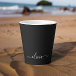 Black White Modern Minimalist Elegant Monogram Latte Mug<br><div class="desc">Introducing our Black and White Minimalist Modern Monogram Collection: Embrace simplicity and sophistication with our minimalist designs, curated to elevate your style effortlessly. Crafted with a keen eye for modern aesthetics, this collection features sleek black and white designs accentuated by personalised monograms. From chic stationery to versatile accessories, our collection...</div>