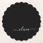 Black White Modern Minimalist Elegant Monogram Paper Coaster<br><div class="desc">Introducing our Black and White Minimalist Modern Monogram Collection: Embrace simplicity and sophistication with our minimalist designs, curated to elevate your style effortlessly. Crafted with a keen eye for modern aesthetics, this collection features sleek black and white designs accentuated by personalised monograms. From chic stationery to versatile accessories, our collection...</div>