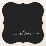 Black White Modern Minimalist Elegant Monogram Paper Coaster<br><div class="desc">Introducing our Black and White Minimalist Modern Monogram Collection: Embrace simplicity and sophistication with our minimalist designs, curated to elevate your style effortlessly. Crafted with a keen eye for modern aesthetics, this collection features sleek black and white designs accentuated by personalised monograms. From chic stationery to versatile accessories, our collection...</div>