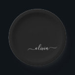 Black White Modern Minimalist Elegant Monogram Paper Plate<br><div class="desc">Introducing our Black and White Minimalist Modern Monogram Collection: Embrace simplicity and sophistication with our minimalist designs, curated to elevate your style effortlessly. Crafted with a keen eye for modern aesthetics, this collection features sleek black and white designs accentuated by personalised monograms. From chic stationery to versatile accessories, our collection...</div>