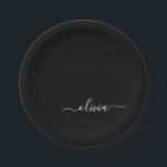 Black White Modern Minimalist Elegant Monogram Paper Plate<br><div class="desc">Introducing our Black and White Minimalist Modern Monogram Collection: Embrace simplicity and sophistication with our minimalist designs, curated to elevate your style effortlessly. Crafted with a keen eye for modern aesthetics, this collection features sleek black and white designs accentuated by personalised monograms. From chic stationery to versatile accessories, our collection...</div>