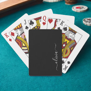Black White Modern Minimalist Elegant Monogram Playing Cards