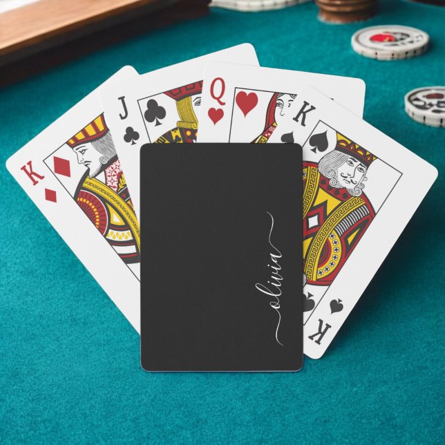 Black White Modern Minimalist Elegant Monogram Playing Cards (Creator Uploaded)