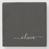 Black White Modern Minimalist Elegant Monogram