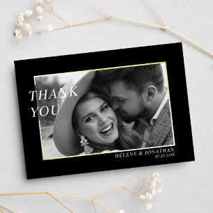 Black White Modern Minimalist Elegant Wedding Thank You Card