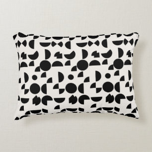 Black White Modern Minimalist Geometric Pattern Decorative Cushion