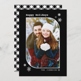 Black & White Modern Minimalist Holiday Photo Card