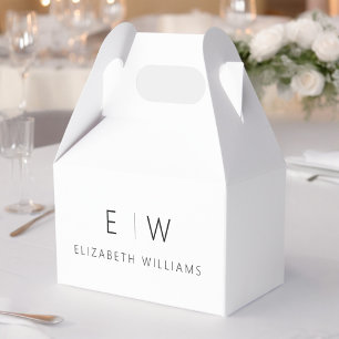 Black White Modern Minimalist Monogram Name Favour Box