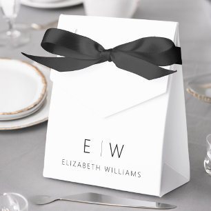Black White Modern Minimalist Monogram Name Favour Box